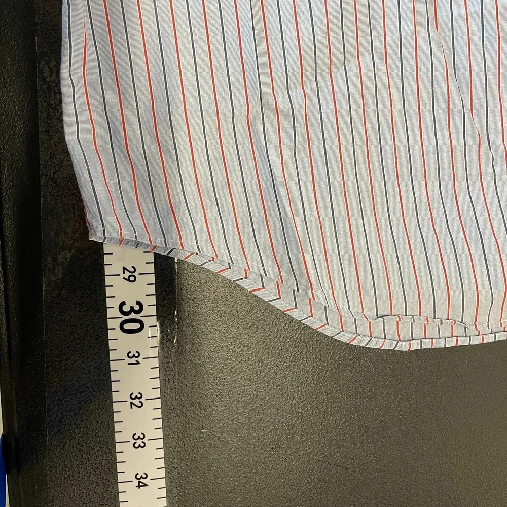 Polo Ralph Lauren Shirt Mens 17 34/35 Blue Striped Yarmouth‎